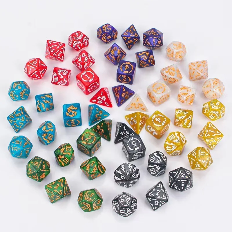 New 7 pcs/set of sculpted dice New acrylic set D4 D6 D8 D10 D12 D20 multi-sided dice for board games High quality