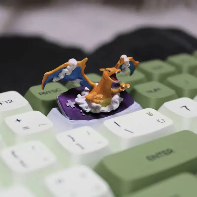 Pokemon Anime Character Keycap Mechanical Keyboard Resin Stereoscopic Keycap Charizard 2U Delete Backspace Key