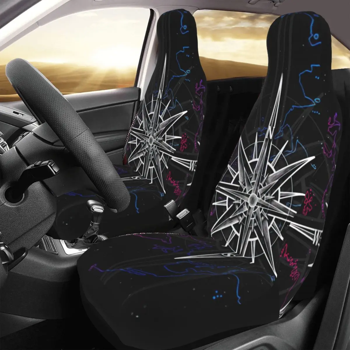 

Navigator Compass Car Seat Cover Custom Printing Universal Front Protector Accessories Cushion Set