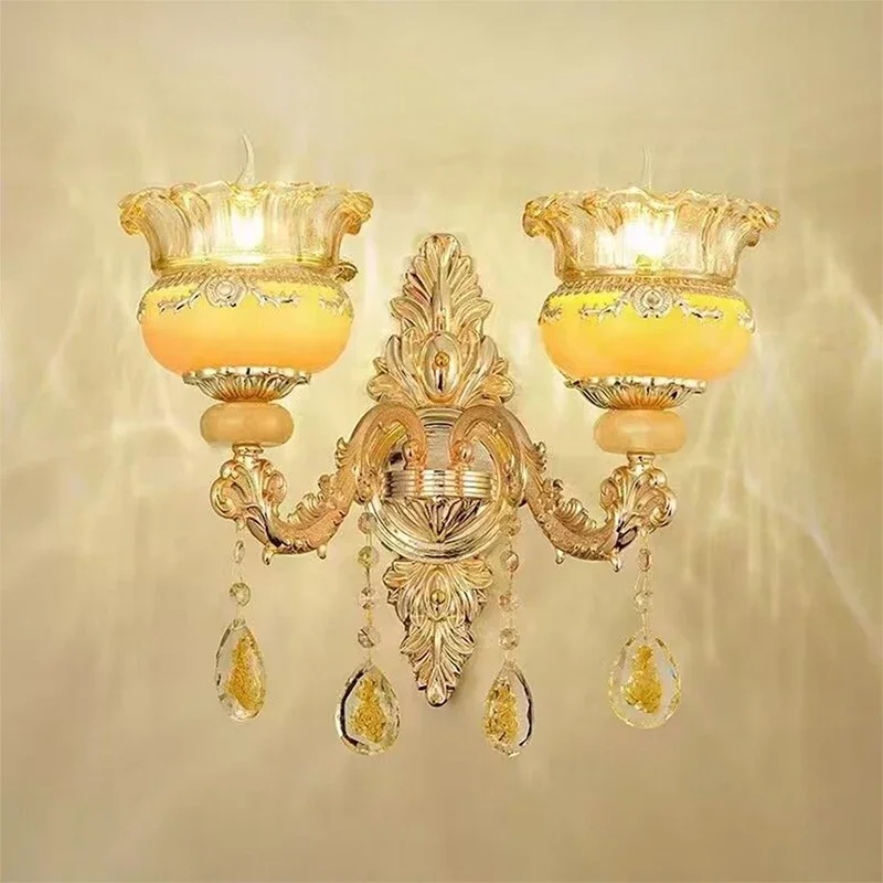 TEMAR Luxury Crystal Wall Lamp European Living Room Bedroom Bedside Lamp Background Wall Corridor Villa Hotel Lighting