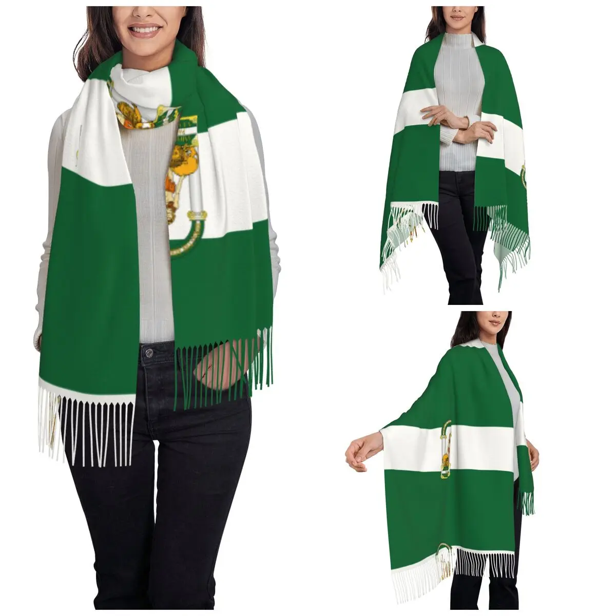 Andalusia Flag Spain State Flag Shawl Wrap for Ladies Warm Large Long Scarf Pashmina Shawl Scarves