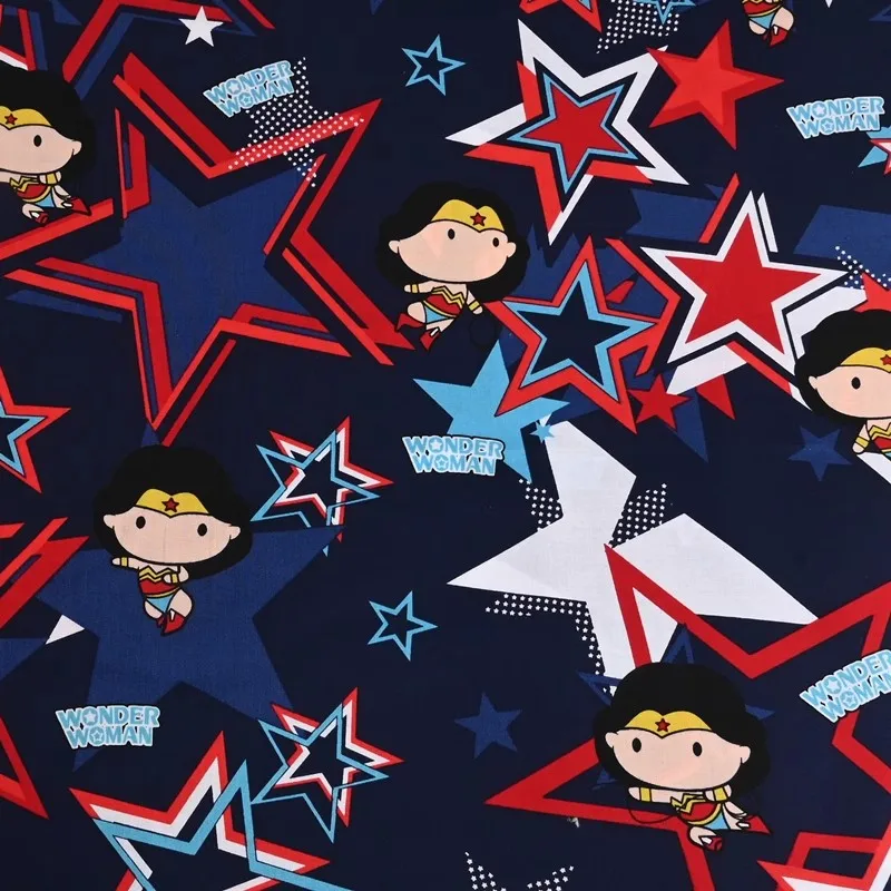 

Чудо-женщина, темно-синяя хлопчатобумажная ткань 100, лоскутная ткань для домашней одежды, материал для шитья своими руками