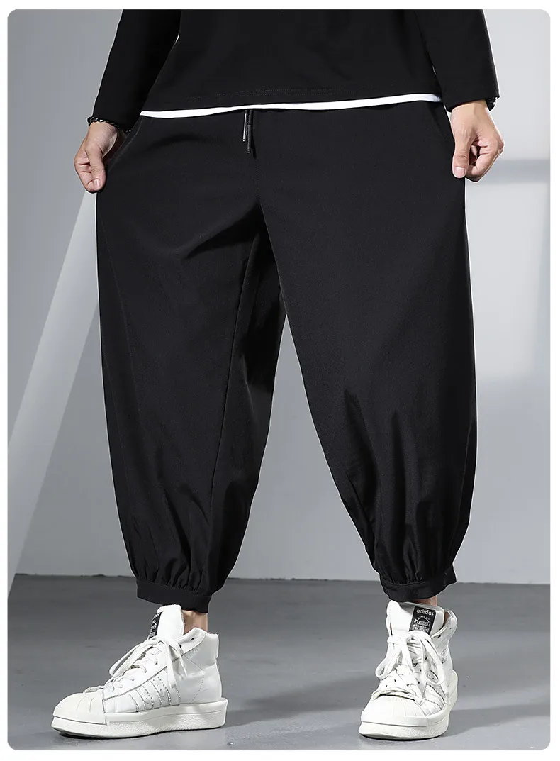 Black Jogger Pants Men Summer Baggy Pants Plus Size 6XL Fashion Casual Solid Color Ankle-length Pants Male Bottom Big Size 6XL