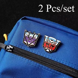 2 Pcs/set Movie Transformers Enamel Pins Men Collar Badge Vroom Badge Medal Copper Paint Brooch Jewelry Gift for Kid Friends