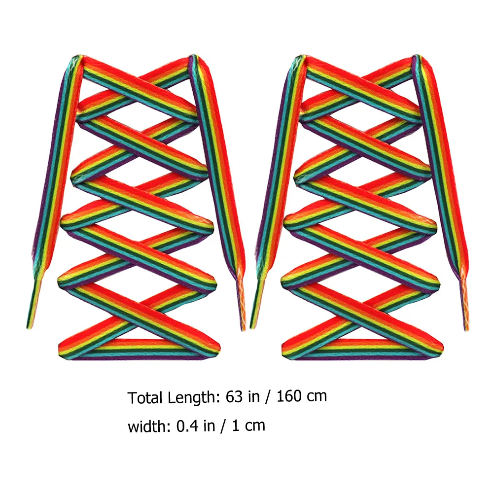 Rainbow Gradient Laces Versatile Shoes Tie Fashionable Vertical Stripes Shoestring Accessories Canvas Ties Boot