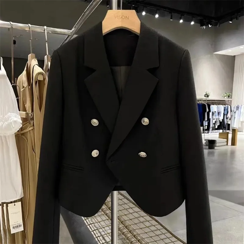 

2025 Women New Long Sleeves Suit Outwear Spring Autumn Ladies Solid Color Blazer Coat Feminine Fashion Leisure Short Tops Jacket