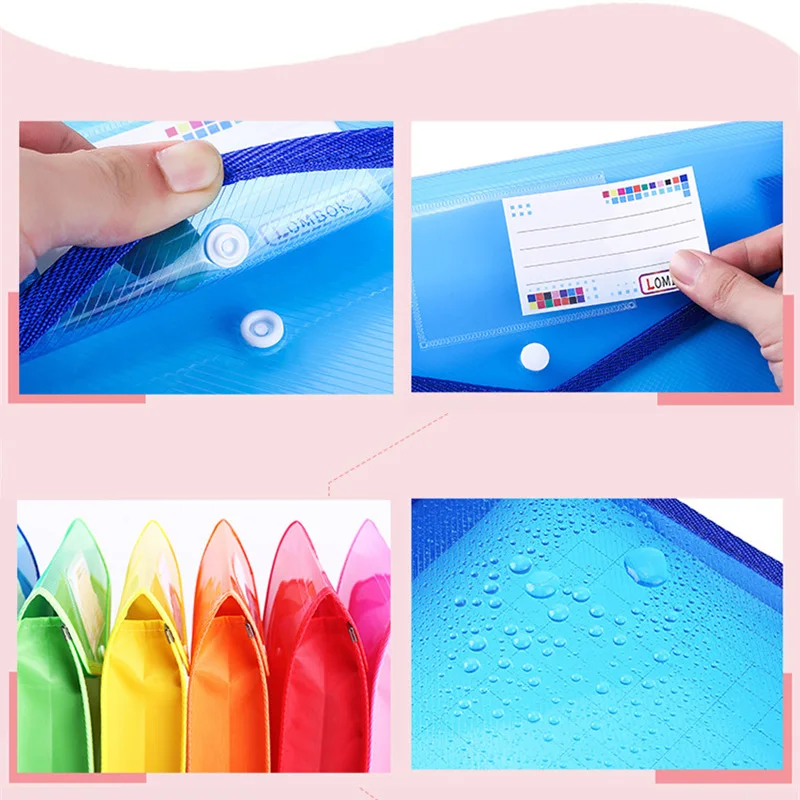A5/A4/FC/A3 Colorful Accordion File for School Test Papers Office Documents Portable Multi-Page PP Students Expanding Folder