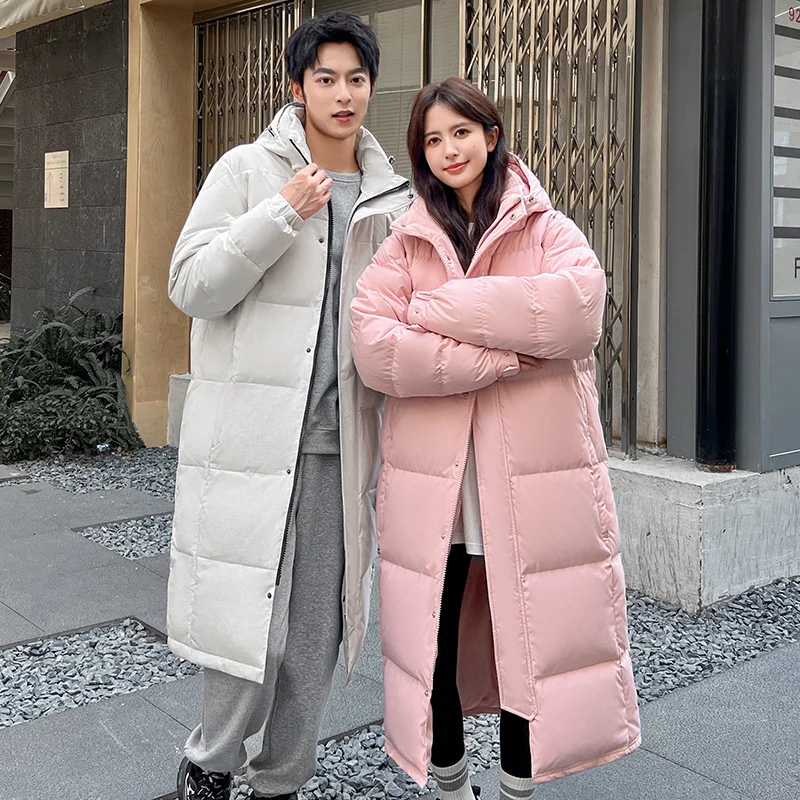 Men's and Women's School Uniforms, Long Styles, Popular Over The Knee,  Solid Color Thickened Warm Duck Down Jacket