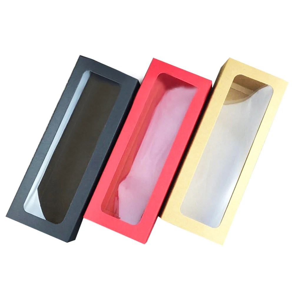 

10pcs Rectangular Long Dessert Boxes Clear Cake Packaging Baking Favor Boxes For Birthday Wedding Shower Pvc Window Roll