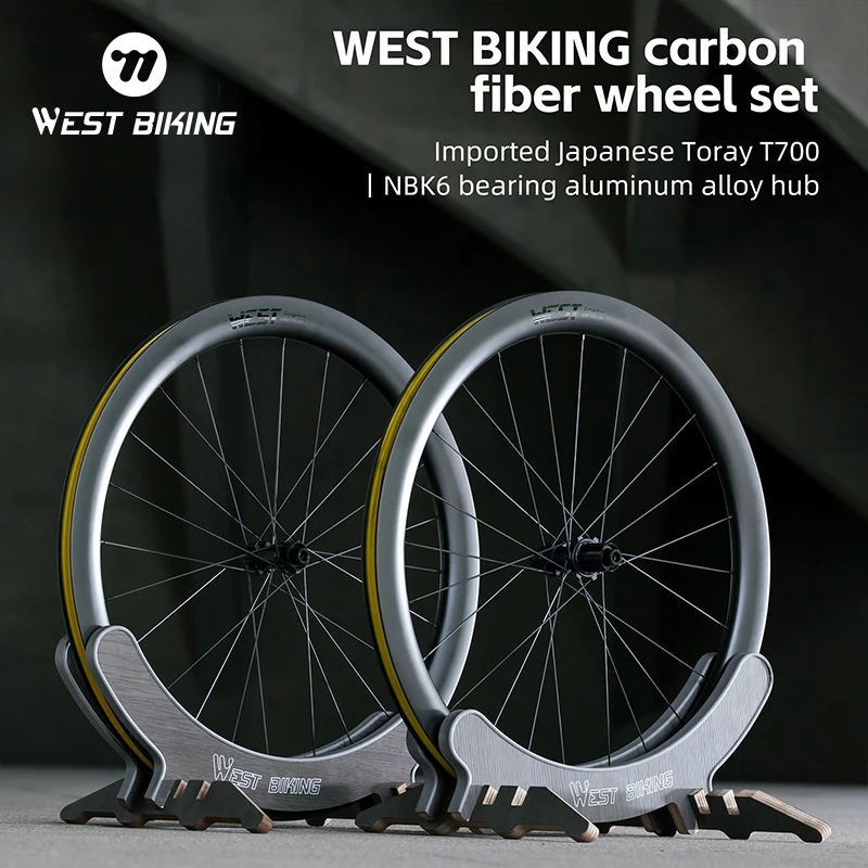 

WEST BIKING Ultralight Carbon Fiber Wheel Set T700 With Clincher Tubeless Carbon Rims Road Bike Sealed Bearing Hub Bicycle Parts