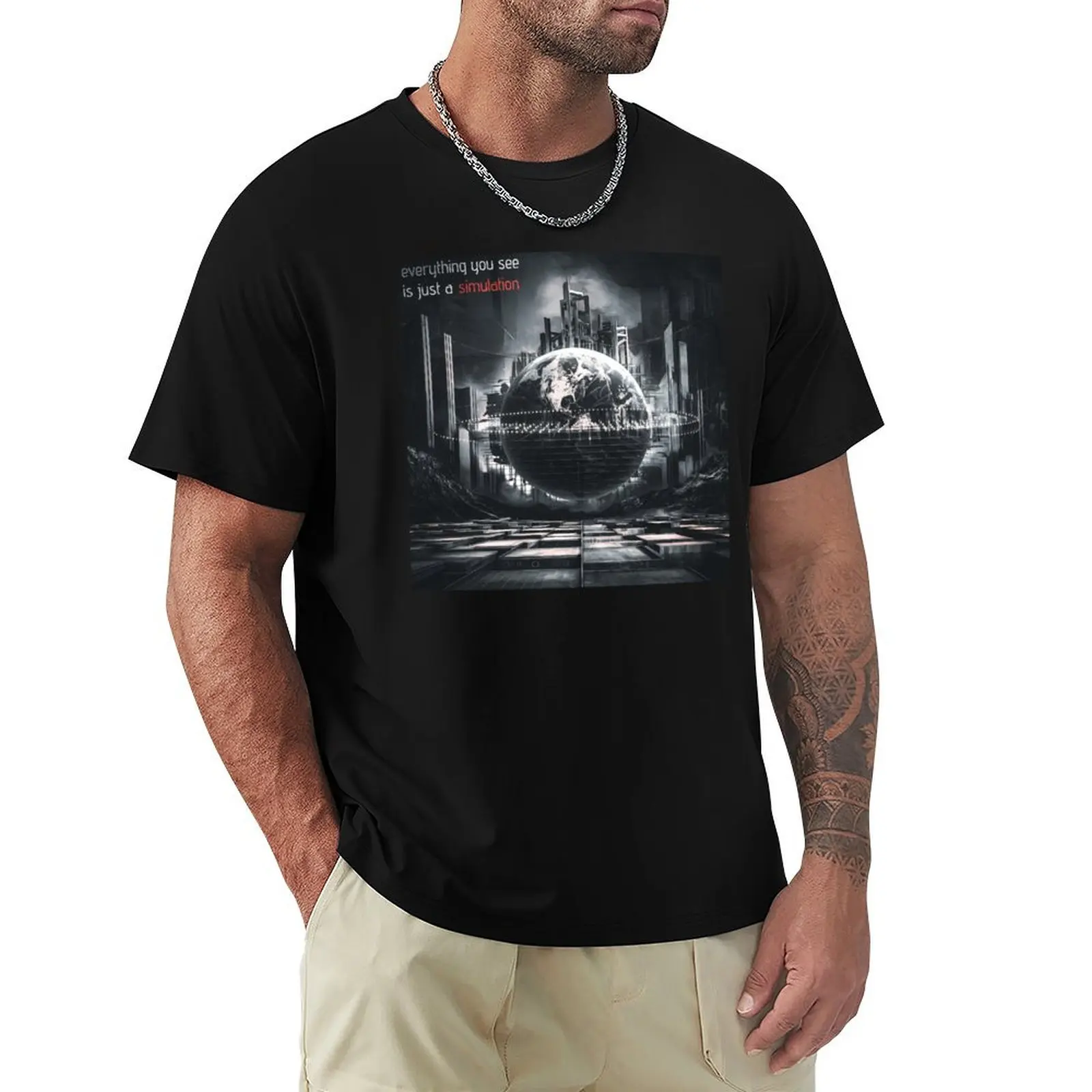 Reality Simulation: Artistic Poster for Lovers of Simulation Theory T-Shirt hippie clothes custom t shirt graphic tshirt men