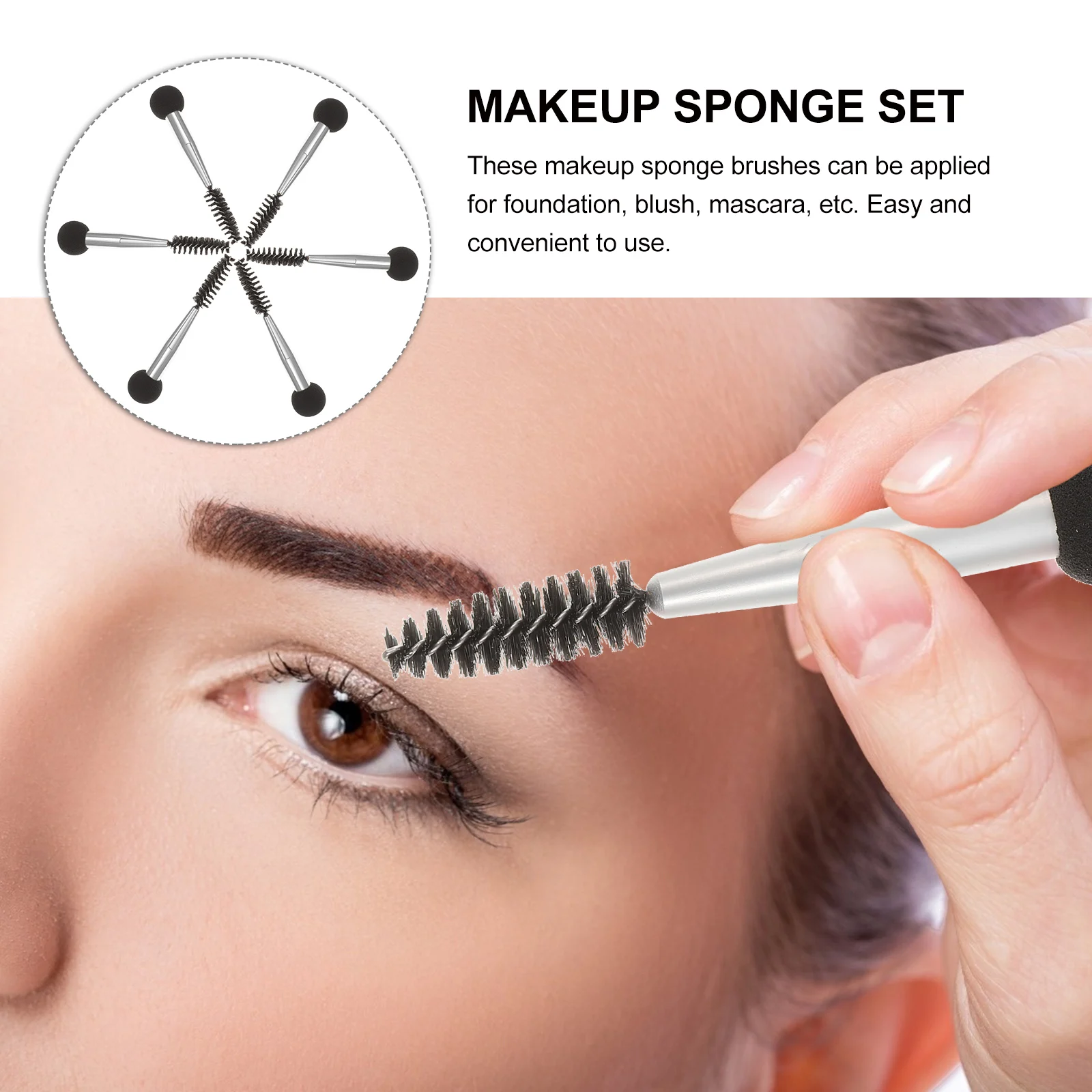 6 قطعة ماكياج الإسفنج مزدوج رئيس قضيب الحاجب رمش ماسكارا فرشاة مجموعة مزج نفخة لكريم الأساس مسحوق #1