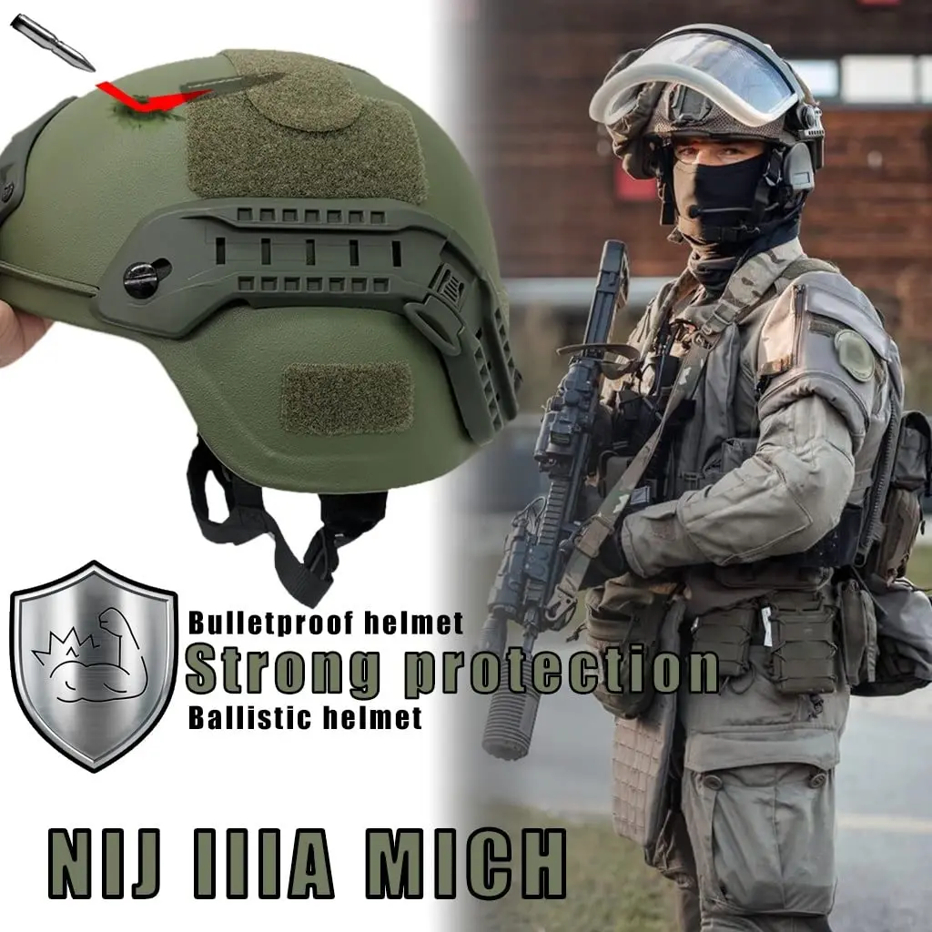 Tactical Multi-functional NIJ Level IIIA Shockproof Riot Helmet Adjustable Size Soft Inner Cushion with Side Rails and NVG Mount