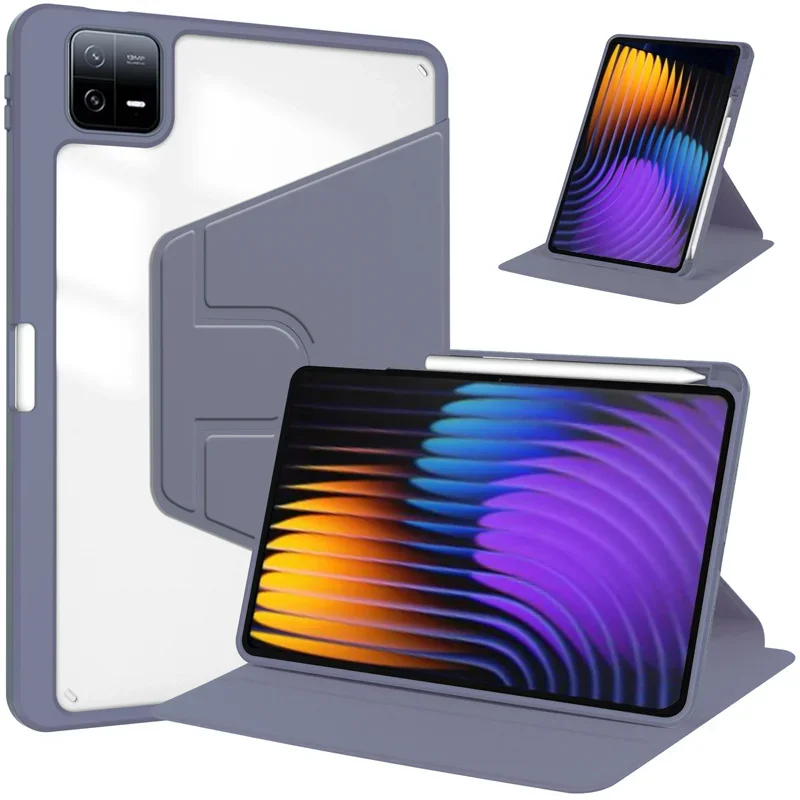 

For Xiaomi Pad 8 Case with Pencil Holder 360 Rotating Acrylic Clear Stand Cover for Xiaomi Mi Pad 8 11 2 Case 11.2 inch Coque