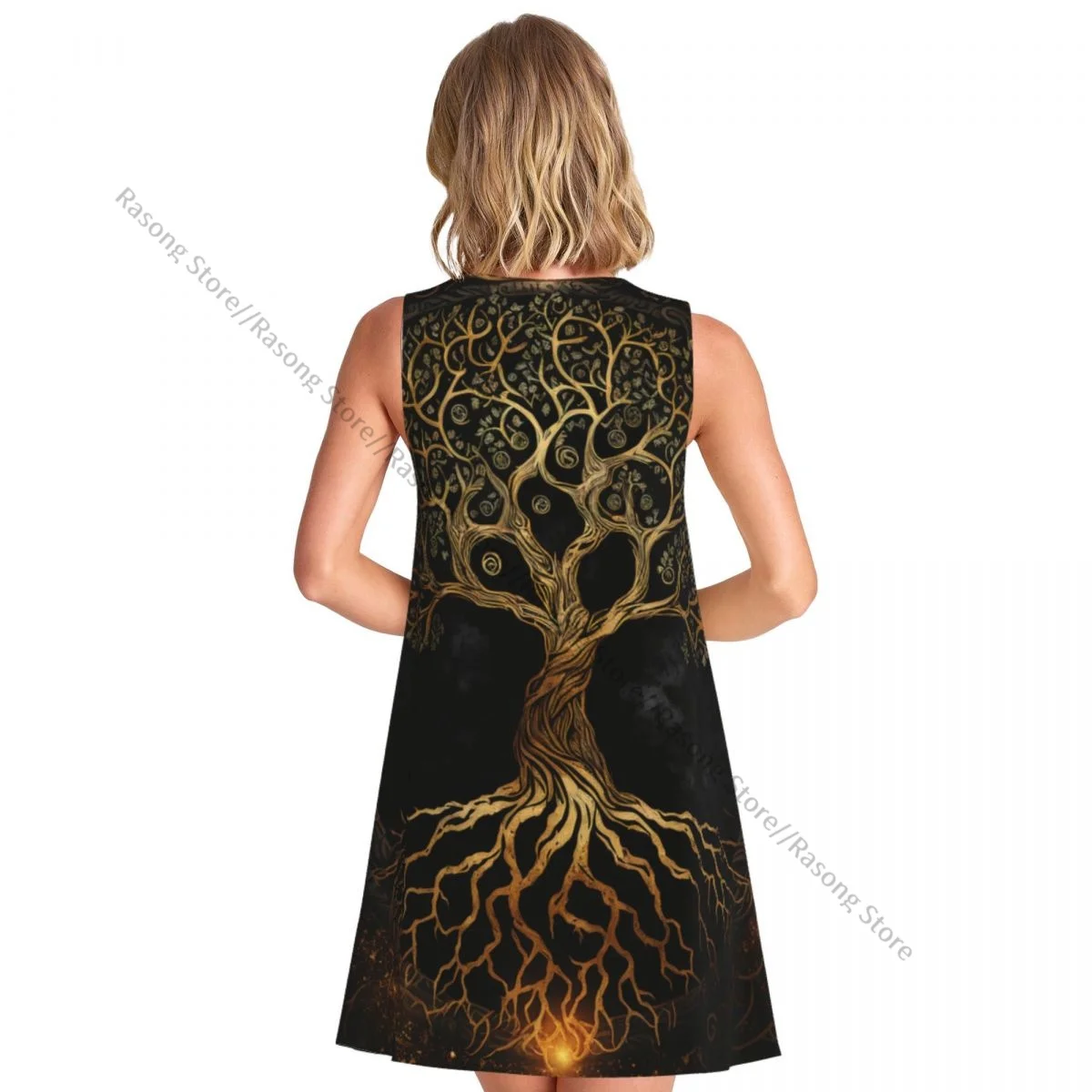 ชุดสตรี Celtic Tree Of Life Yggdrasil ฤดูร้อน Casual T เสื้อชายหาด COVER UP Tank Dress