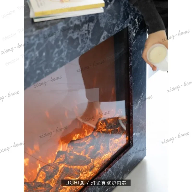 FG Simulated fire fireplace, solid wood decorative pattern, side cabinet, household living room wall cabinet integrated