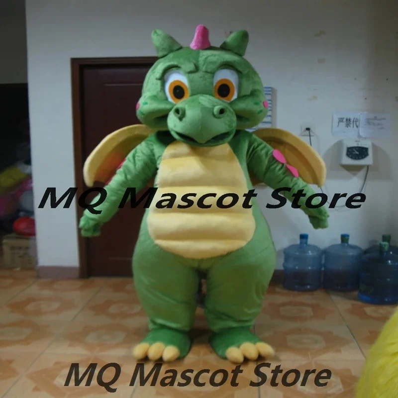 Cartoon Green Dinosaur Mascot Costume Dragon Cosplay Costume Plush Customized Mask Party For Adults Halloween Carnival Event