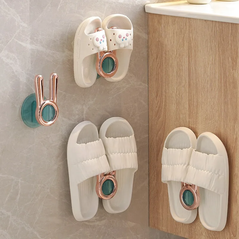 

Bathroom slipper rack No punching, bathroom wall-mounted, wall-mounted, shoe storage rack, drain storage hook rack