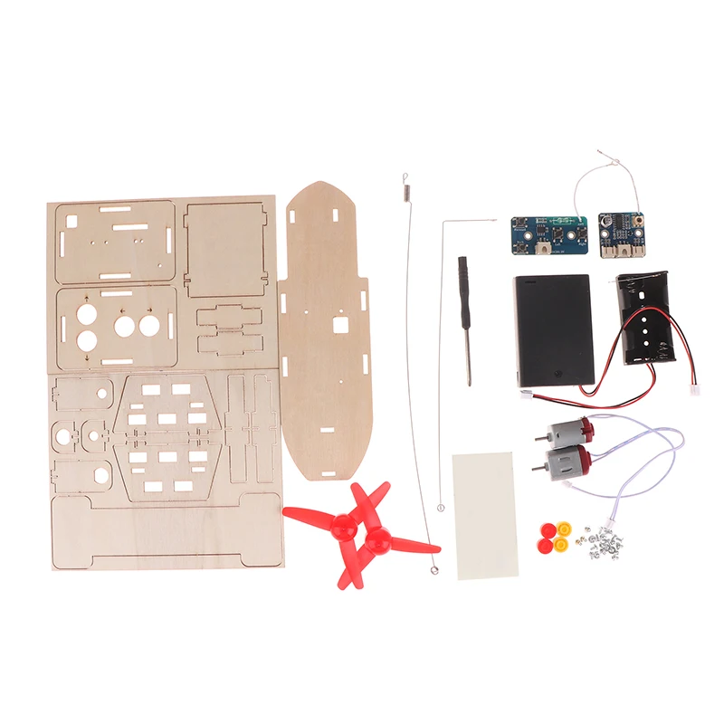 Modelo de barco de viento con Control remoto para niños, barco eléctrico de montaje de madera, Kit de experimentos científicos, juguete educativo STEM