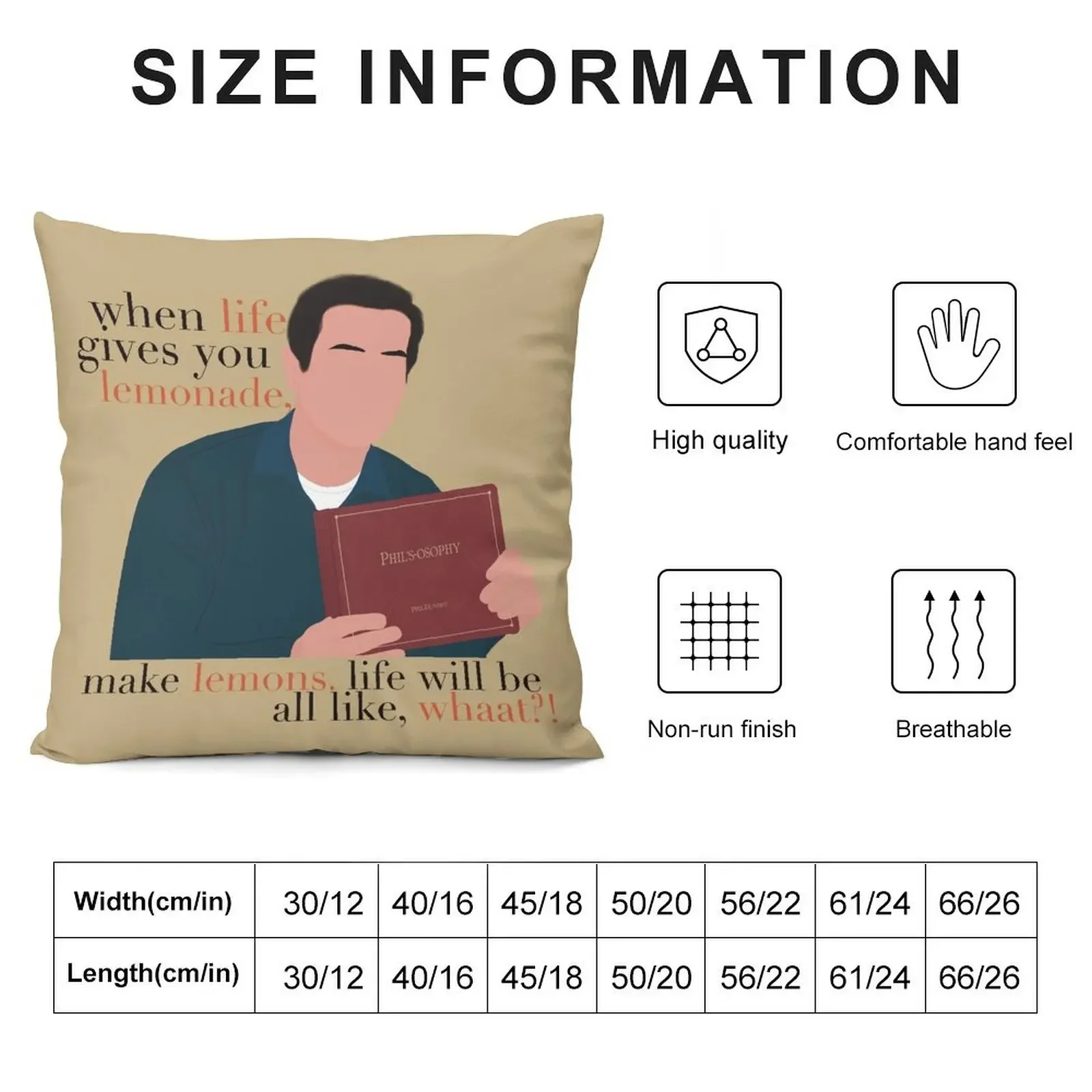 Modern Family Phil Dunphy When Life Gives You Lemonade Make Lemons Phil's-Osophy Meme Fan Art Throw Pillow Custom Cushion pillow