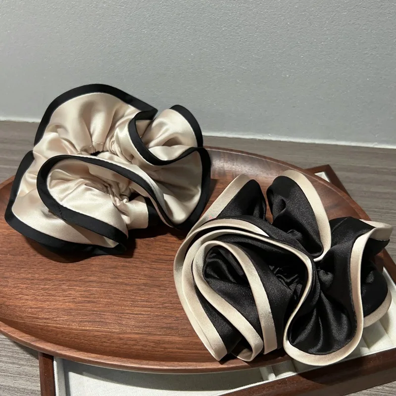 Scrunchies للشعر موضة جديدة فاخرة من الحرير الساتان حلقة الشعر برعم على شكل ربطات الشعر Scrunch للفتيات أغطية الرأس #3