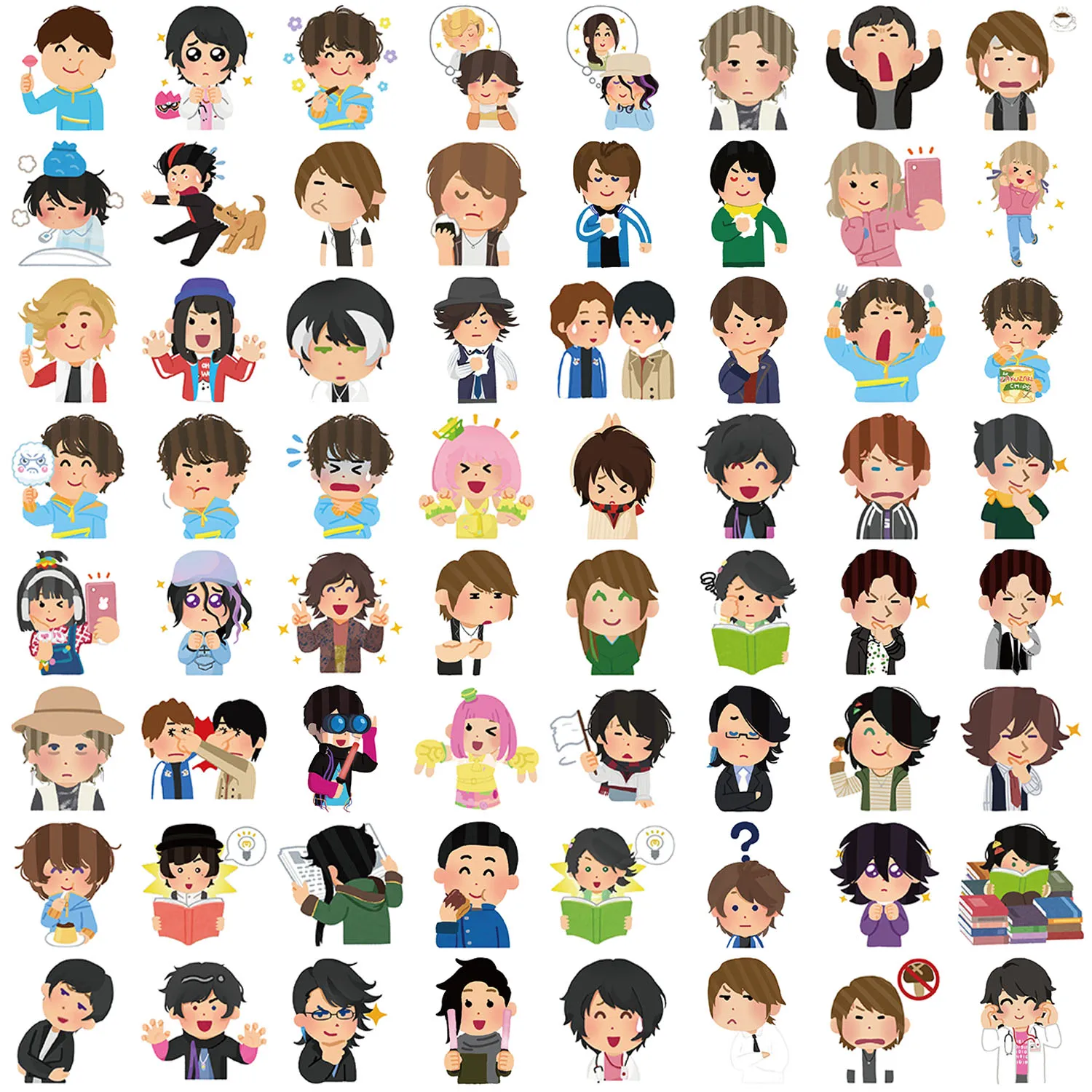 64PCS Fun Cartoon Kamen Rider Little Person Stickers Scrapbooking Collage Material Phone Cases Guitar Notebooks DIY Decorative