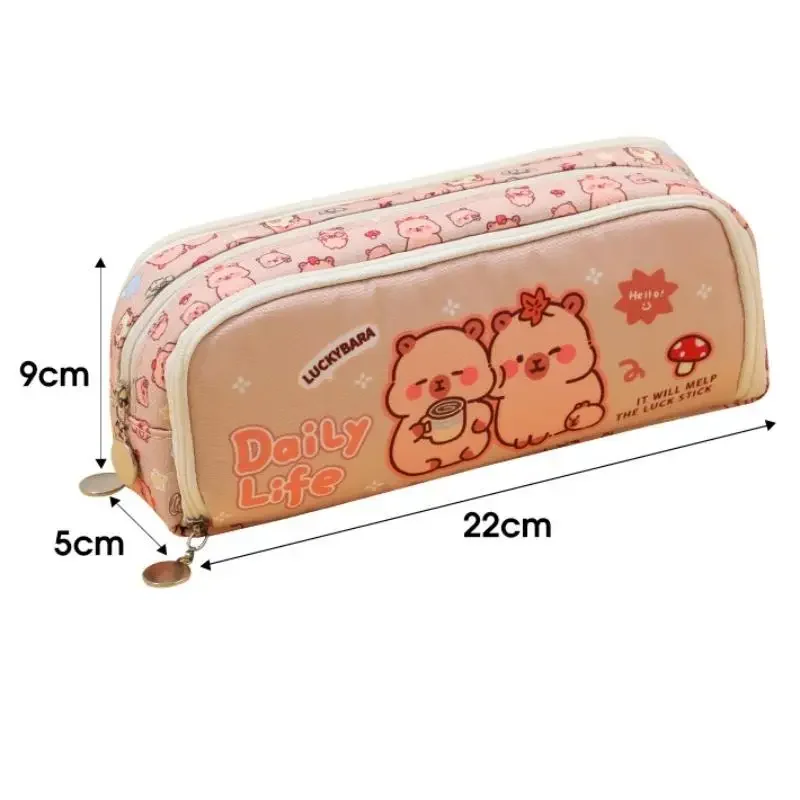 Cute Capybara Capybara Pen Case Multifunctional Double Opening Pencil Case Large Capacity Universal Pen Box Stationery Box