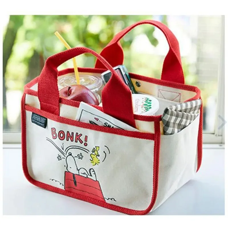 Disney Series Cartoon Printed High-Capacity Lunch Bag Fashionable Thousand Layer Bag Snoopy Student Lunch Box Cute Shoulder Bag