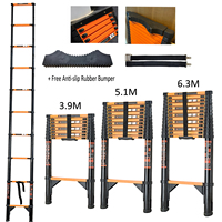 Telescopic Ladder 3.9m/5.1m/6.3m Carbon Steel Folding Extension Portable Lightweight with EN131 Certified Max Loading 150kg