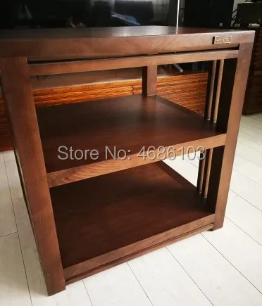 

Chinese Style 3-layer Solid Walnut Wood Audio Cabinet, Home HiFi Stand Media Component Shelf Rack, TV Cabinet