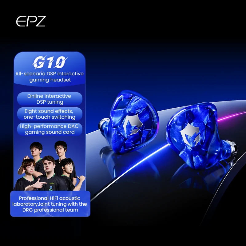 

EPZ G10 Sea Blue Earphones Wired HIFI 10MM LCP Dynamic Driver Gaming Earphone 0.78 2 Pin Detachable Cable Earbuds Gaming Headset