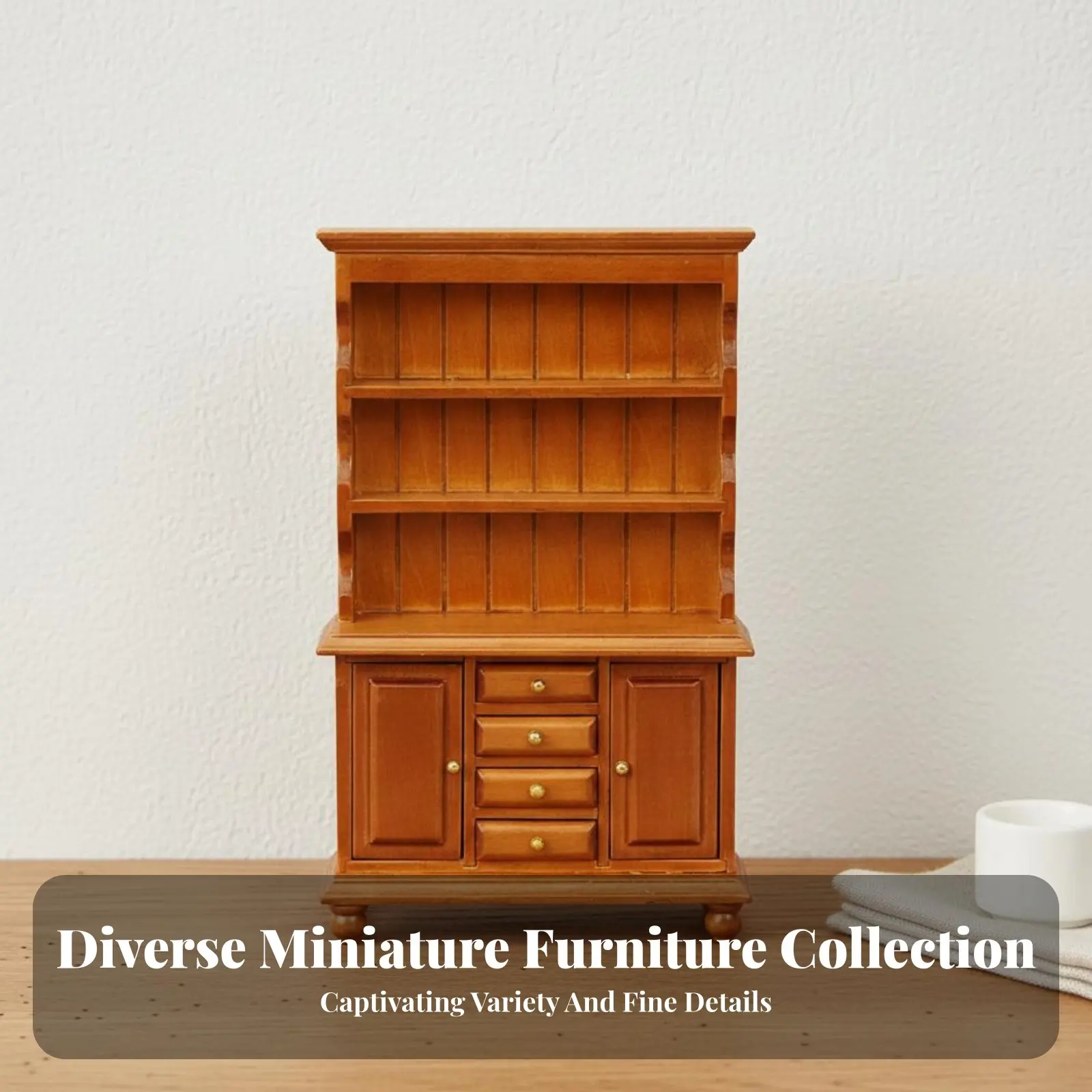 

Dollhouse Display Cabinet Handmade 1:12 Scale Cabinet 1/12 Scale Dollhouse Hutch Opening Doors Miniature Hutch for Collectors
