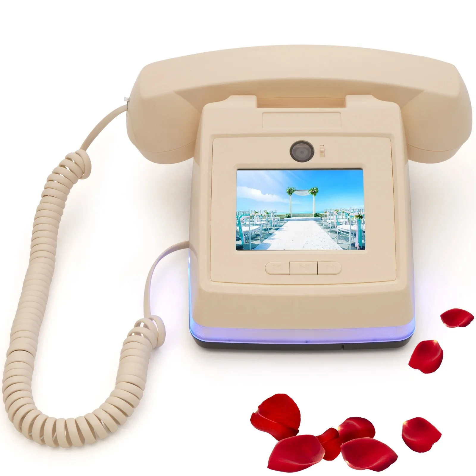 Antique Phone Wedding 1080P Video & Audio Message Guestbook Phone Retro Video Guest Book Telephone Recorder for Ceremony Party