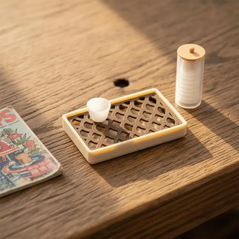 

Miniature Tea Tray Set for Dollhouse Decorative Home Mini Ornaments for Decorating Accessories
