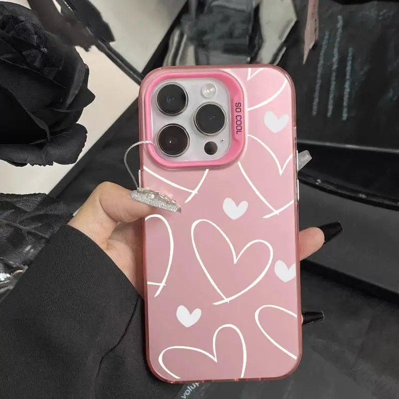 Hard Heart Love Case For Infinix Note 40 Hot 30i 10 12 Play Smart 8 7 TECNO SPARK 10 20 Pro  cover Black Pink Black Cat Capa