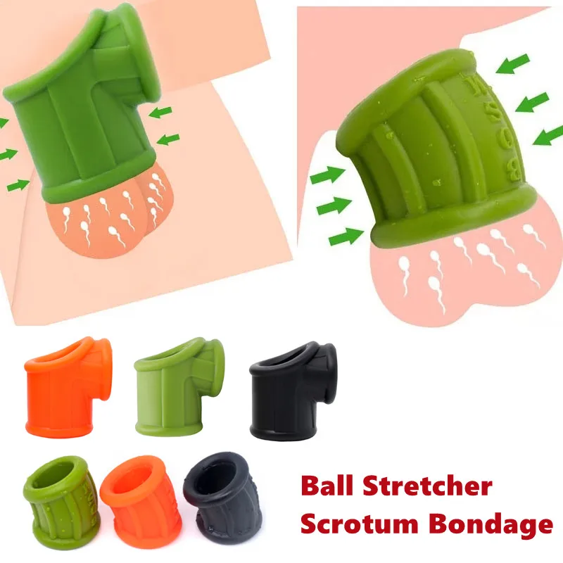 남성용 소프트 볼 스트레처 음낭 본디지 페니스 링, 사정 지연, 고환 콕 링, 지연 시간, 코킹 섹스 토이