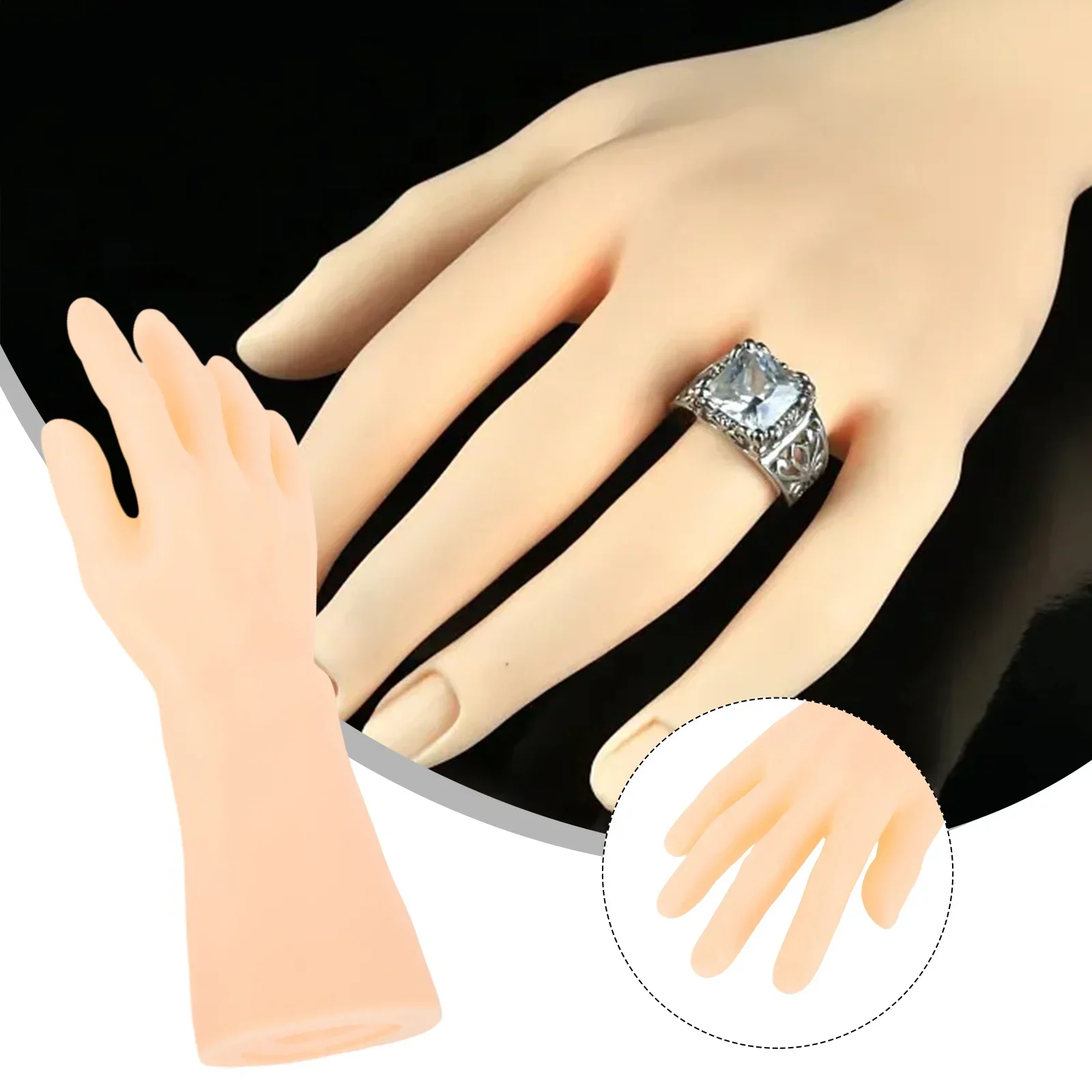 

Male Mannequin Right Hand Display Jewelry Bracelet Ring Glove Watch Stand Holder, Silicone Material, Skin Tone Design