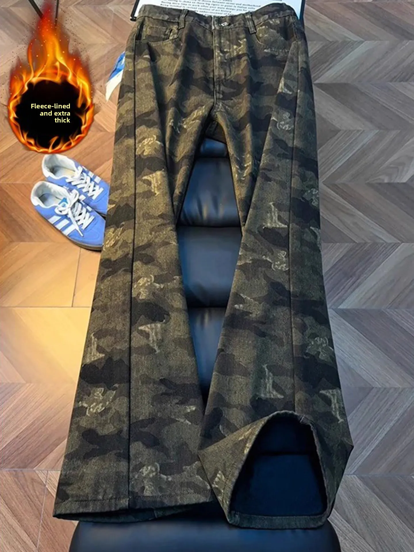 

Мужские прямые джинсы с камуфляжной подкладкой Cleanfit, брюки для спецодежды в стиле ретро, узкие расклешенные брюки с микро-расклешенями, High Street Sle