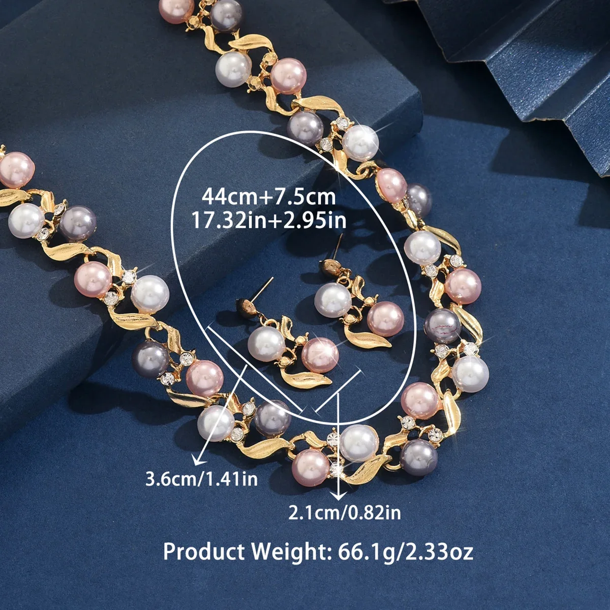 Women's Elegant Faux Pearl Necklace Earrings Set