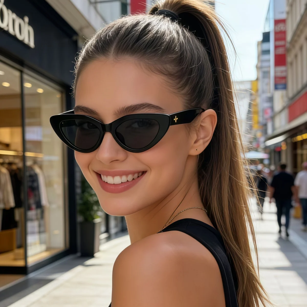 European and American retro cat eye frame Y2K unisex fashionable glasses trend versatile summer sun shading and UV protection li