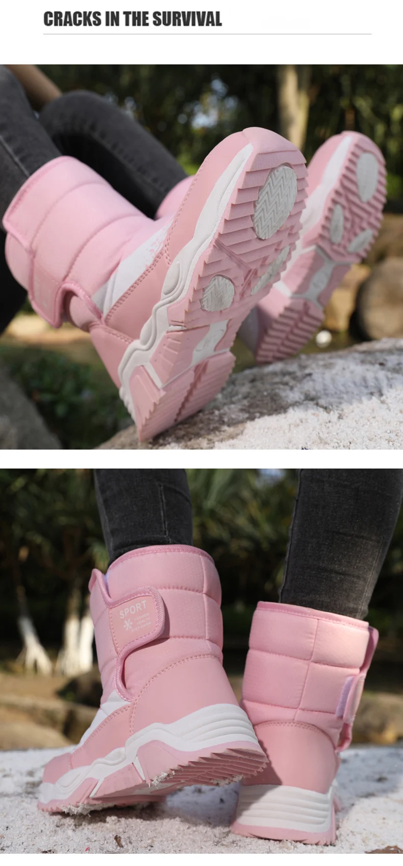 Kinder-Schneestiefel Winter High-Top Kinderschuhe mit Klettverschluss Baumwollschuhe für Schüler Outdoor Bequeme Rutschfeste Stiefel mit Dicker Sohle – Detail 16