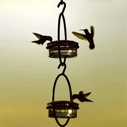 Metal Red Hanging Hummingbird Feeder Detachable Bird Water Drinker For Outdoors Courtyard Patio Garden Yard Window Decoration