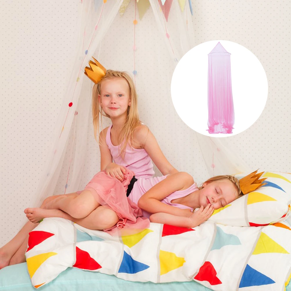 

Lace Bed Canopy Dome Mosquito Net Detachable Stainless Steel Frame Easy Install Ventilated Nursery Bedroom Decor (Light Pink)