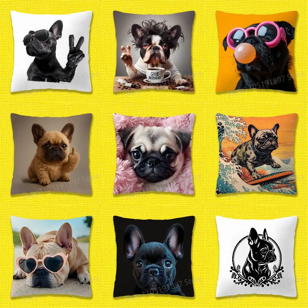 

Dog French Bulldog Puppy Throw Pillow Case For 50x50cm 40x40cm 55x55cm 45x45cm 30x30cm Square Bedroom Pillowcase Cover