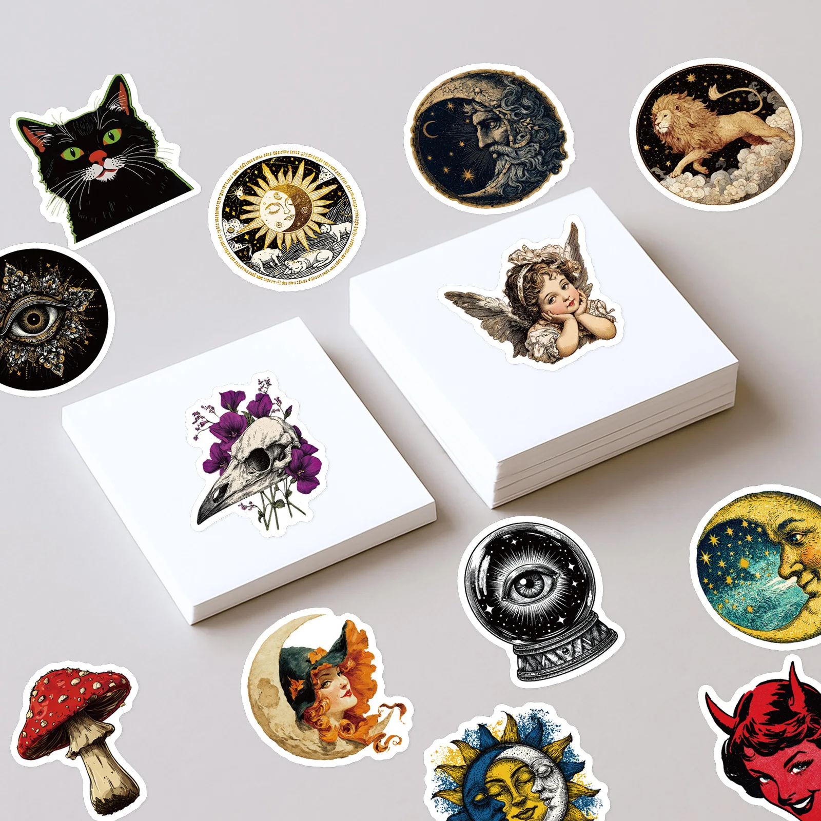 50 قطعة ملصقات القوطية الغامضة الساحرة القمر مخيف ملصقات صناعة يدوية سكيت دراجة نارية حقيبة ديكور الهاتف المحمول الشارات