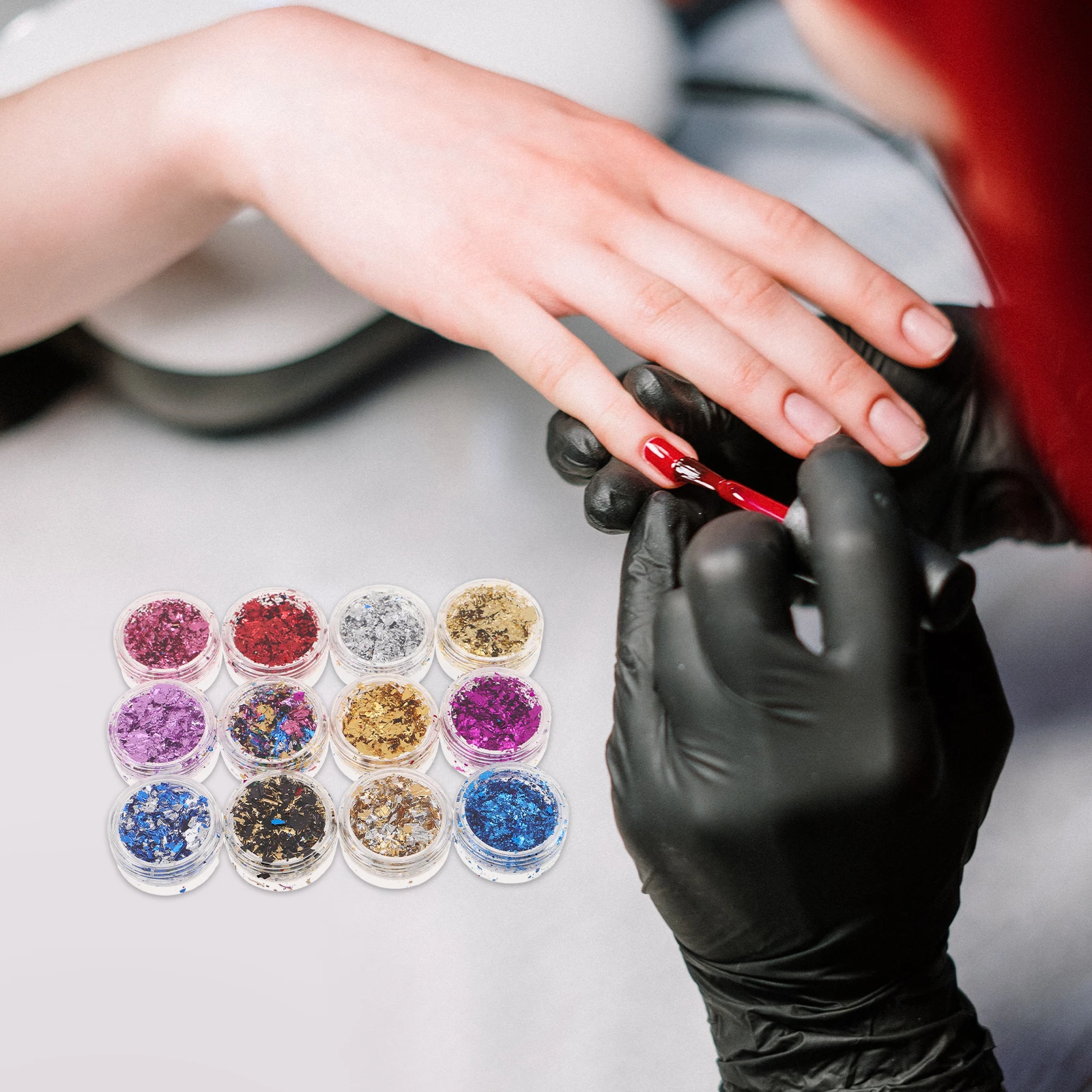 

48Pcs Nail Foil Metallic Gold Silver Irregular Flakes Dazzling Shiny Nail Art Supplies DIY Party Decoration Accessories