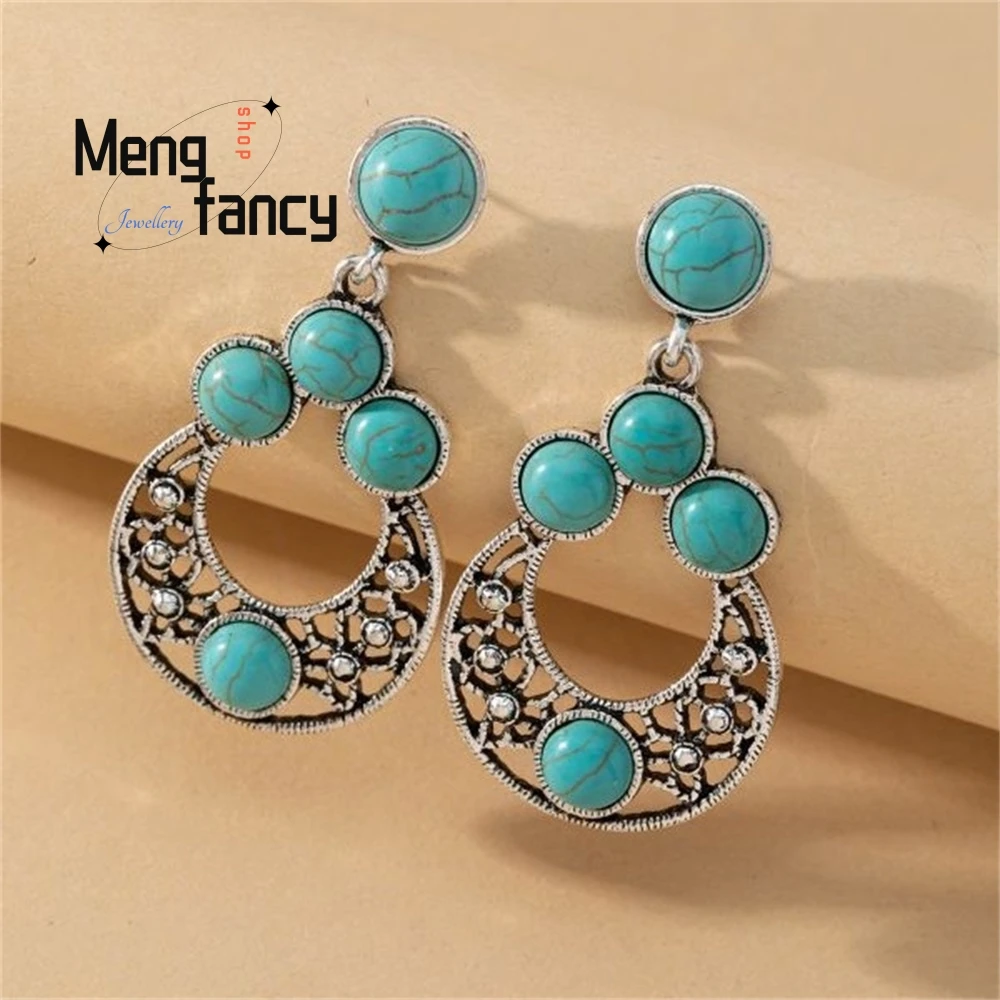 

Popular Bohemian Retro And Individual Turquoise Ring Fashionable Women's Earrings And Accessories Best Selling Exquisite Elegant