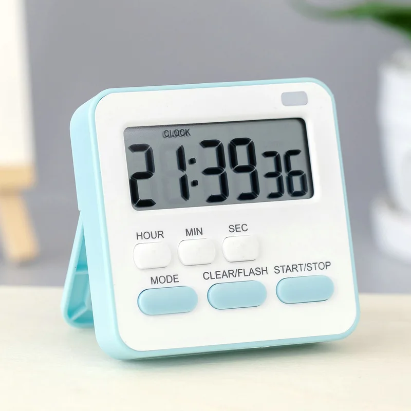 Portable Mini Digital Clock with Flashing Light Timer Cooking Kitchen Sport Study Game with Magnetic Countdown Alarm Clock