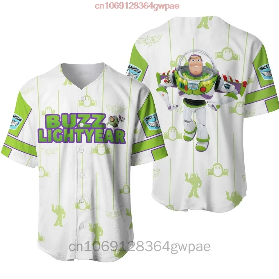 Buzz Lightyear Baseball Jersey Men's Women's Casual Sports Shirt Disney Toy Story Baseball Jersey Fashion Short Sleeve Tops