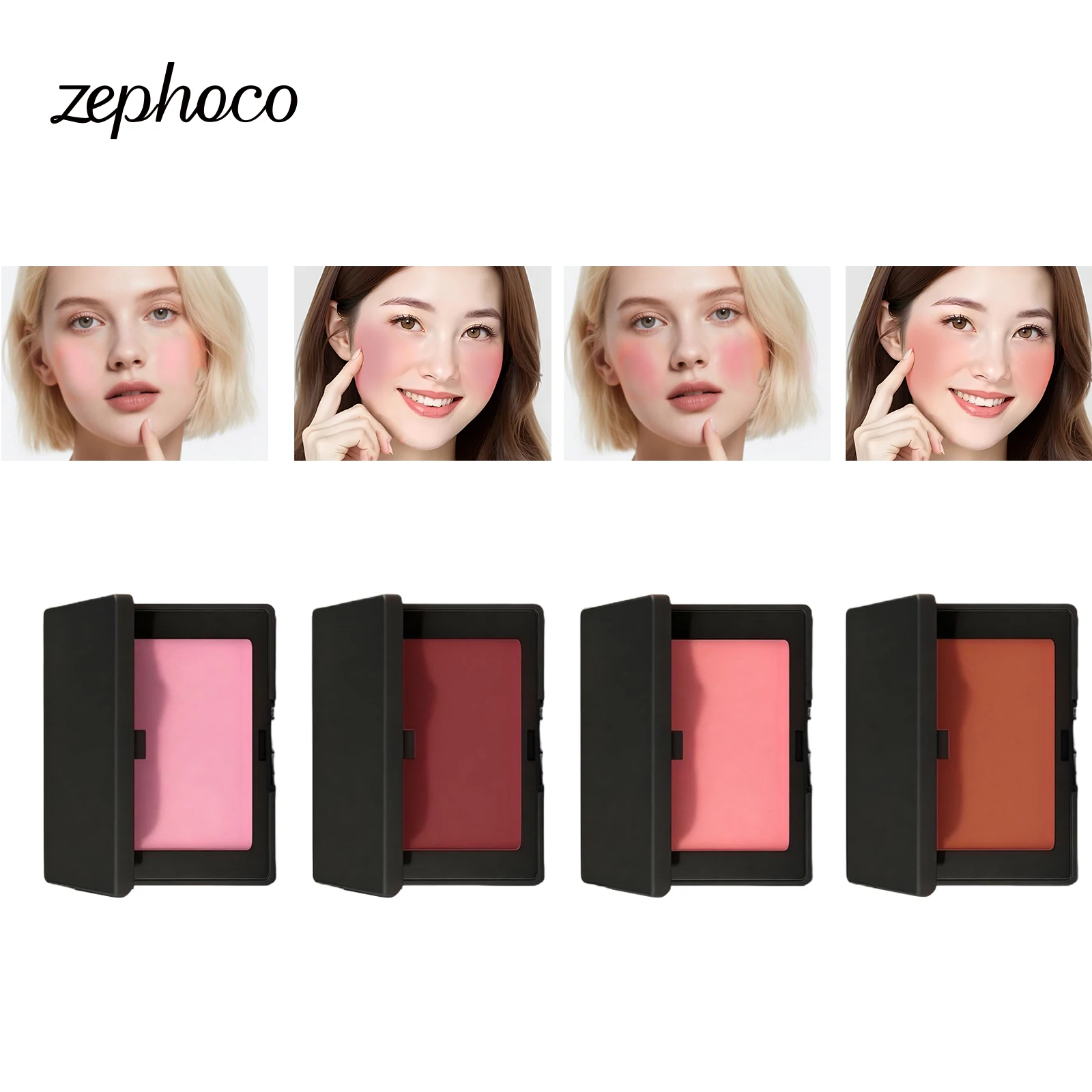 

Monochrome Matte Blusher Palette Soft Silky Peach Cheek Color Face Contour Makeup Long-Lasting Rouge Cosmetics